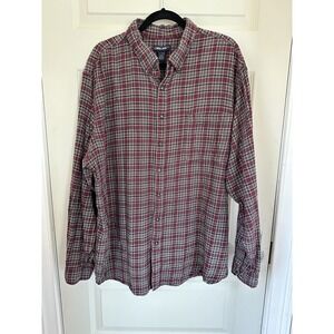 Cherokee Shirt Mens XXL Red Plaid Long Sleeve Button Up Casual 100% Cotton
